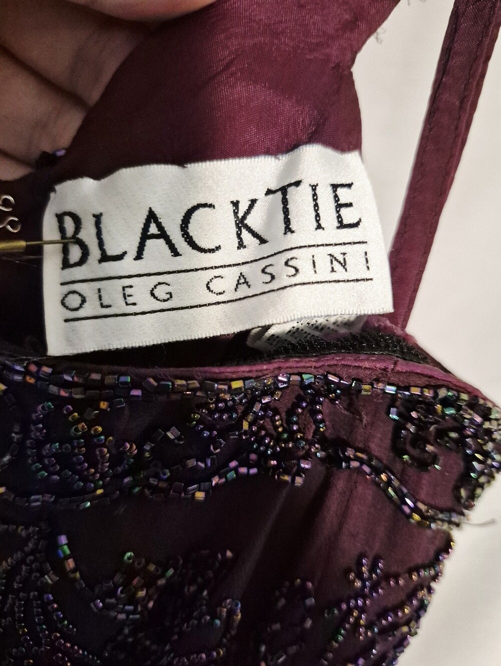 Oleg Cassini Plum Beaded Strapless Cocktail Dress. Womens 8. - Picture 4 of 7